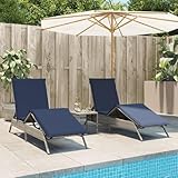 Homgoday Sonnenliegen 2 STK. mit Tisch Grau Poly Rattan Sonnenliege Gartenliege Liegestuhl Relaxliege Balkon, Garten & Terrasse