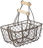 Rayher Hobby Set 2 Drahtkörbe, Nostalgisches Design, Mit Holztragegriff, Kleiner Metallkorb 15 x 10 x 16,5 cm, Großer Metallkorb 20 x 12 x 22 cm, Dekokorb