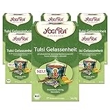 Yogi Tea - Tulsi Gelassenheit, Ayurvedischer Bio Kräutertee, von Natur aus koffeinfrei, Mischung aus Tulsi - 'heiligem' Basilikum, Süssholz und Orange, Yogi Tee 6er Pack, 6x17 Beutel (102 Teebeutel)