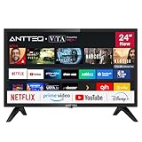 Antteq AV24H3 Fernseher 24 Zoll (60 cm) Smart TV mit Netflix, Prime Video, Rakuten TV, DAZN, YouTube, UVM, WiFi, Triple-Tuner DVB-T2 / S2 / C