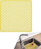 Silikon SpüLbeckeneinlage, Zusammenklappbar rutschfeste SpüLbeckenmatte Silikon 34.5x34.5 cm, Matte füR SpüLbecken, HitzebestäNdig KüChen-Abtropfuntersetzer Schutzeinlage, Sink Mat füR SpüLe