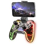 MarsGaming MGP-BT, Wireless Bluetooth Controller, RGB Neon, Smartphone Adapter, Gyroskop und haptische Vibration, analoge Joysticks, Gamepad für Switch, PC, Mac, Android, iOS, Raspberry Pi, PS3