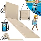 KESSER® Strandmatte klappbar mit Verstellbarer Rückenlehne, Strandliege faltbar mit Tragegurt, wasserdichter Handyhülle & Aufbewahrungstasche, Sonnenliege für Strand Garten Terrasse, Liegematte 130Kg