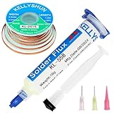KELLYSHUN KL-558 Flussmittel Löten,10ML No-Clean Bleifreies Kolophonium Flussmittel(1 Stück)2.5MM/1.5M Entlötlitze(1 Stück) Geeignet Für Handy-Lötungen,BGA,Haushaltsgerätereparaturen