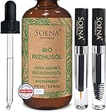 BIO RIZINUSÖL 100% REIN Kaltgepresst + Wimpernfläschen Kit - Haarwachstum | Für Haare Wimpern Augenbrauen & Haut | Haaröl & Gesichtsöl Made in Germany