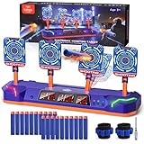 Lehoo Castle Zielscheibe für Nerf Pistole, Nerf Zielscheibe mit Licht, Sounds, Auto-Reset Nerf Zielscheibe Elektrisch mit 3 Modes, Spielzeug Geschenke für 6 7 8 9 10 Jahre Kinder Jungen(Blau)