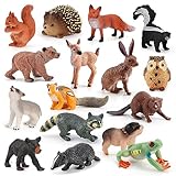 RANJIMA Waldtiere Figuren Set - 16PCS Kleine Tierfiguren für Kinder, Safari Tiere Spielfiguren, Mini Figuren Wald Tiere Figuren Miniatur, Lernspielzeug für Wissenschaftsprojekte Kuchenparty Dekoration