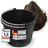 2X Oramics 20L Eimer mit Ausguss Tülle – Baueimer Kübel für Zement und Mörtel – Stabiler Wassereimer mit Skala für Haushalt, Garten, Baustellen und Landwirtschaft (2X 20 Liter Mörteleimer)