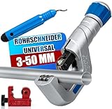 NTG Rohrschneider Set (3-50 mm) mit großem und kleinem Rohrschneider und Entgrater - Vielseitig für Edelstahl, Kupfer, Aluminium, Stahl oder Kunststoff - inkl. Entgrater -