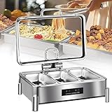 WJYTDHIQS 9L Elektrische Chafing Dish Buffet Heater, Edelstahl Chafing Dish Buffet Set, Große Kapazität Essen Warmhalte-Topf | Edelstahl Chafing Dishes mit Touch-Display, 30-90°C Anpassung