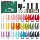 TORMAY UV Nagellack Set, 30 Stück Gel Nagellack mit Unterlack,Glänzender & Matte Überlack und 3 Liner Gel，Gellack Shellac Set für Nagel Design