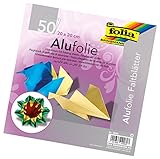 folia 9960 - Faltblätter aus Alufolie 20 x 20 cm, 100 g/qm, 50 Blatt, farbig sortiert - ideal zum Papierfalten und für andere kreative Bastelarbeiten