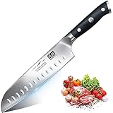 SHAN ZU Kochmesser Küchenmesser, Chefmesser Santoku Deutscher Carbon Edelstahl Scharfe Messerklinge 18cm Ergonomischer Griff Geschenkbox