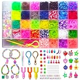 Heatigo Loom Bänder Set,1500+Loops Gummis Bänder Starter Set DIY Gummibänder Kit für Armbänder, Elastisches Loombänder Kinder Basteln Geschenk Weihnachten für Kinder