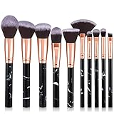 Pinselset Makeup Start Makers 10 Stück Professionelle Make Up Pinsel Set Schwarzer Marmor Kosmetik Pinselset Puder Foundation Lidschatten Concealer Eyeshadow Schmink Pinsel