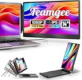 Teamgee Laptop Monitor erweiterung, 14„ FHD 1080P IPS Portable Monitor für Laptop, Eingebauter Stand/Lautsprecher, Dual Screen für 13“-17“ Laptops, Plug & Play Geeignet für Mac, Wins, Android