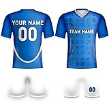 Schottland-Fußball-Set für Jungen, Schottland-Rugby-Trainingsanzug, Geschenk, individuelles Hemd und Shorts, Team-Namensnummer, schottisches Geschenk für Kinder, weiß / blau, 150