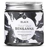 Ben & Anna Black - Fluoridfreie natürliche Zahnpasta im Glas - Aktivkohle Whitening, Vegan, Natürlicher Minz Geschmack - Weiße Zähne - 1er Pack