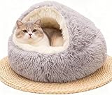 JJZENKD Katzenbett Flauschig Katzendecke, 50cm Kätzchenbett für Kleine Katzenhöhle, Gemütlich Katzenbett für große Katzenkätzchen Washbar Hundehaus, Weiches Plüsch Warm Winter Haustierbett