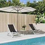 2 Stück tragbare, leichte, schwarze Aluminium-Strandstühle, Textilene für Outdoor, Camping, Picknick, Garten, bequem und langlebig