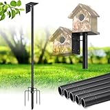 FLY HAWK Vogelhausständer, 150cm Verstellbare Vogelhaus Ständer Bluebird Hausstange im Freien mit 5 Zinken winddichter Pfahl, mit Montagehalterung, für Bluebird House, Bird Buddy, Wetterstation