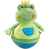 Haba 5859 - Stehauffigur Frosch Baby- und Kleinkindspielzeug, ab 6 Monaten, Motorikspielzeug aus weichem Veloursstoff mit lustigem Wackel- und Klingeleffekt