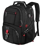 MATEIN Groß Laptop Rucksack Herren, 17,3 Zoll Arbeit Wasserdicht Backpack Laptoptasche Reisen mit USB Ladeanschluss Rucksack 50L, Schulrucksack Teenager Jungen Anti Diebstahl Business Unisex Schwarz