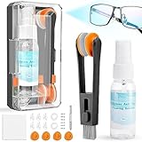 Brillen Reinigen Brillenreiniger Spray, Brillenreinigung mit Brillenputztücher und Nasenpads, Antibeschlagspray Brille 30ml, Glasses Cleaner für Sunglasses Brille, Sicher für alle Objektive Schwarz