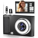 Digitalkamera, JDZ 4K Kamera Fotokamera 16X, Digitalkameras 1080P, Kompaktkamera mit 32 GB TF-Karte, Camera Digital, Foto Kamera für Kinder Teenager-Geburtstag, Weihnachten (Schwarz)