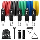 VEICK Resistance Bands Widerstandsbänder Set 5 Fitnessbänder Expander Tube Rubber Bands, Fitnessband mit Tragtasche, Pilates Krafttraining Physiotherapie