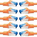 BIGtec - 10 Stück - 0,5m CAT.7 Gigabit Patchkabel Netzwerkkabel orange Kupferkabel Patch Ethernt LAN DSL Kabel CAT7 (RJ45, Cat 7, S/FTP PIMF) 50cm 0,50m