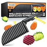 nedit Wellenmesser - Wellenschneider - Riffelmesser - Wellenschnittmesser für Erwachsene und Kinder - Buntschneidemesser aus Edelstahl für Gemüse und Obst - Langlebig