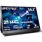 UPERFECT Portable Monitor 2K 144Hz, 16 Zoll Tragbarer Monitor USB C Display mit 2560 * 1440 IPS Bildschirm 1200:1 400 Nits Hohe Helligkeit HDMI Typ C für PC Laptop Xbo Switch, VESA-kompatibel