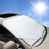 BEEWAY Auto Frontscheibenabdeckung, Ultra-Dick Scheibenabdeckung Auto Windschutzscheiben Abdeckung Sonnenblende Wintergegen Schnee EIS Frost Sonne UV Staub Wasserbeständig(145 x 100cm)