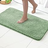 MIULEE Badematte Weiche Badteppich rutschfest Badvorleger Fußmatte Badzimmermatte Bettvorleger Flauschig Teppich Badezimmerteppich Duschmatte für Bade & Wohnzimmer Schlafzimmer 40x60 cm Grün