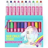 GirlZone Geschenke für Mädchen - Haarkreide-Set für kleine und große Mädchen - Auswaschbare Temporäre Haarfarben Geschenke für Kinder - 10 x Haarfärbestifte - Auswaschbare