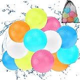 12 Stück Wasserbomben Wasserballons Wiederverwendbar Mit 1 Mesh Bag, Reusable Water Balloons für Sommer, Pool, Strand, Garten, Outdoor