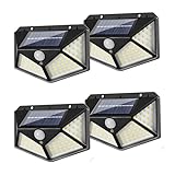 Hqynss Solarlampe mit Bewegungsmelder Außen, 114 LED 700LM 270° Weitwinkel, 1200mAh Akku 5M Erfassung, IP65 Wasserdicht - Solar Außenleuchte für Garten, Zaun, Garage, Hof mit 3 Modi (4er Pack)
