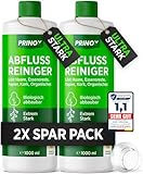 PRINOX® 2x 1000ml Abflussreiniger EXTREM STARK 15 Anwendungen je Flasche Rohrreiniger - Entfernt Haare, Essensreste, organisches - Biologisch abbaubar, Hitzefrei, Materialschonend - Hergestellt in DE