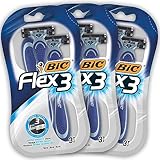 BIC Flex 3 Rasierer Herren, 9 Einwegrasierer mit je 3 Klingen, mit Aloe Vera & Vitamin E für eine sanfte Rasur