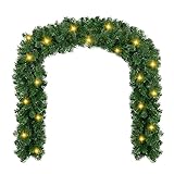 Weihnachtsgirlande mit Beleuchtung, Weihnachtsgirlande mit LEDs Warmweiß Tannengirlande Künstlich, Künstliche Tannengirlande mit Timer Weihnachtsdeko Girlande für Innen Außen (5M)