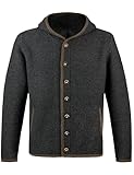 HerzSticht Herren Trachtenjacke (Modell: Wendelstein), Trachten Strickjacke Anthrazit 52