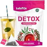 LULUTOX Detox Tee – Kräutermischung mit Löwenzahn, Ginseng und Ingwer – unterstützt ein gesundes Gewicht, eine gesunde Verdauung – Vegan, ganz natürlich, abführmittelfrei – Pfirsich-Aroma (28 Stk.)