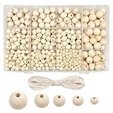 TOAOB Holzperlen zum Auffädeln 1050 Stück Holzkugeln mit...