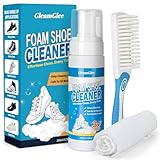 GleamGlee Sneaker Reiniger Set 200ml – Weißer Schuhreiniger mit Bürste & Tuch – Turnschuh Reiniger für Leder, Stoff, Gummi, PU & Canvas – Schuhputz Set für Sneaker & Schuhe