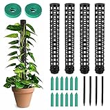 OFFCUP Moosstab Pflanzstab, 4pcs Monstera Rankhilfe, Monstera mit 12 Etiketten und 2 Rollen Klettverschluss, Rankhilfe für Zimmerpflanzen 100cm, für Gartenbepflanzung Efeutute Pflanzenunterstützung