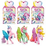 Galupy Rainbow Unicorn 3er Pack - Einhorn Spielzeug zu Sammeln, Einhorn Figuren mit Glitzerflügeln & Swarovski Kristal