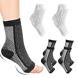 TKGEOUE 4 Pairs FußKompressionssocken，Orthopädische Kompressionssocken ， Plantar Fasciitis Socken， für Sport Fitness Laufen Radsport ​Durchblutungsförderung.-Schwarz und weiß（L-XL）