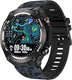 Smartwatch Herren Damen GPS Laufuhr Herren Militär Uhr mit Kompass Barometer Höhenmesser Fitnessuhr Telefonfunktion Schlaftracker Fitness Tracker Schrittzähler Uhr Outdoor Sportuhr Pulsuhr Blutdruck