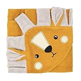Baby-Badetuch mit Kapuze aus 100 % Bio-Baumwolle in bezaubernden Tierdesigns, super weich, dick, warm und saugfähig, Öko-Tex-zertifiziert und maschinenwaschbar, 75 x 75 cm (gelber Löwe)